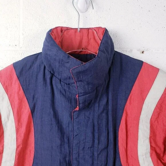 Vintage 90s‎ Starter Puffer Jacket Red Blue Youth Size 7T Full Zip - Picture 4 of 8